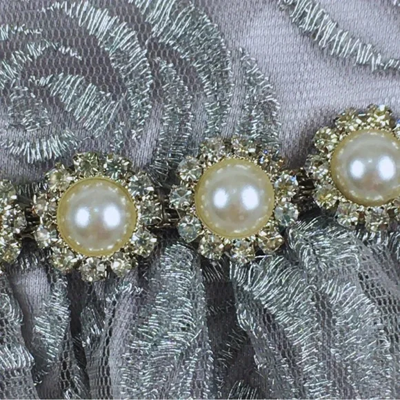 RARE EDITIONS Silver Tulle Lace Floral Princess Formal Layered Dress size 6X - Picture 5 of 16